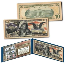 Americana Images of Historical U.S. Currency $10 Bill * BISON - INDIAN - EAGLE *