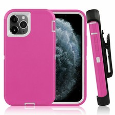 Rugged Defender Case for iPhone 13 13 Pro Max Belt clip Fits Otter Box Pink