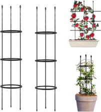 Garden Trellis,2 Pack Plant Trellis,2 in 1 Tomato Cages and Supports for Vines C