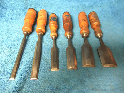 Set of 6 Erik Anton Berg Wood Chisels Sweden (See photos)