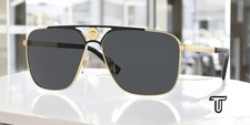 VERSACE VE2238 143687 Rectangle Gold/Matte Black Dark Grey 61 mm Mens Sunglasses