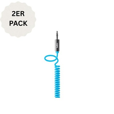 Belkin MIXIT 3,5mm AUX Kabel 1,8m Blau   Stereo Spirale Spiralkabel 2er Pack