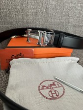 ORIGINAL HERMÈS GÜRTEL NEU 32 MM REVERSIBLE LEATHER - 120 cm - Silver Black