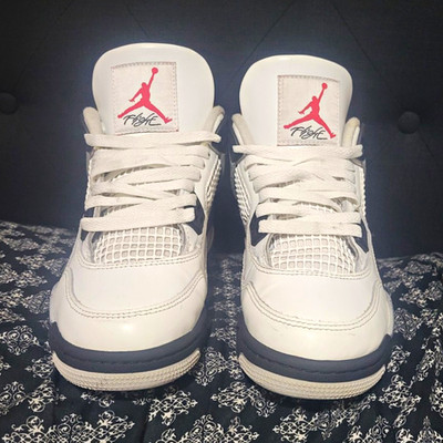 Nike Air Jordan 4 Men's Mid Top Leather Lace Up Basketball Sneakers White 5y