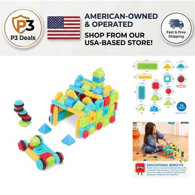 Bristle Blocks 112-Piece STEM Building Set - Safe & Fun Developmental Toy