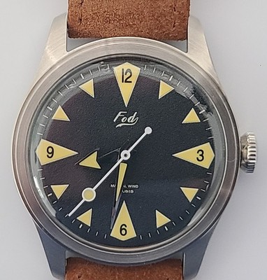 Merkur FOD NED  Vintage Inspired Skin Diver Manual Movement 38mm Leather Strap 