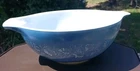 Vintage Pyrex Blue Spring Blossom 444 Cinderella Mixing Bowl Large Crazy Daisy