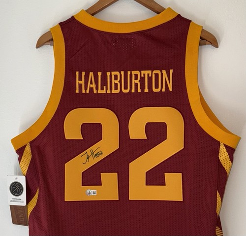 Tyrese Haliburton Pacers Iowa State Signed Retro Brand Authentic Jersey BAS COA
