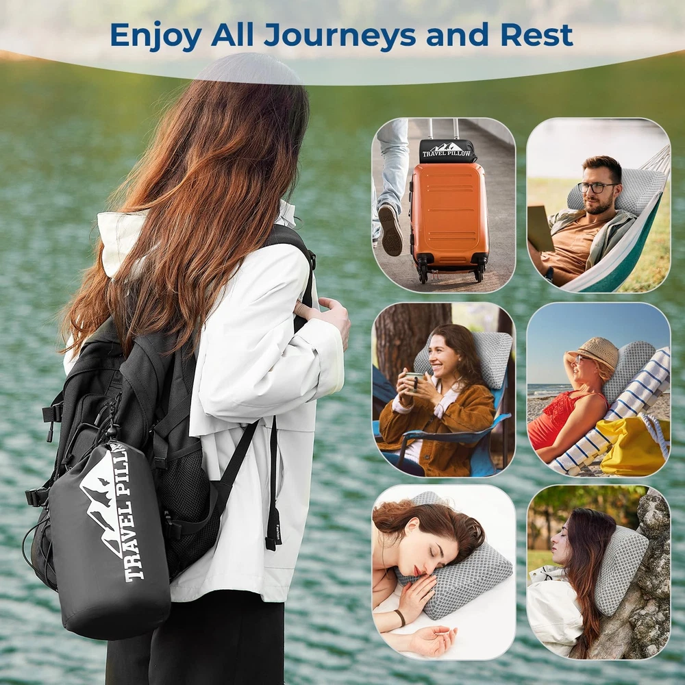 Memory Foam Travel Neck Pillow Ergonomic Support for Airplane Car Office Memory Foam Travel Neck Pillow Ergonomic Support for Airplane Car Office