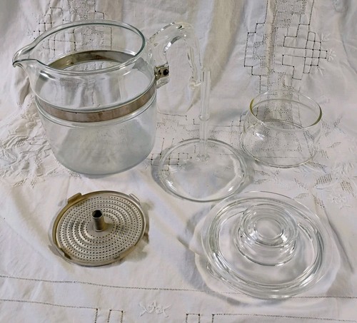 Vintage Pyrex Flameware 6 Cup Percolator Coffee Pot Glass 7756-B MCM Incomplete