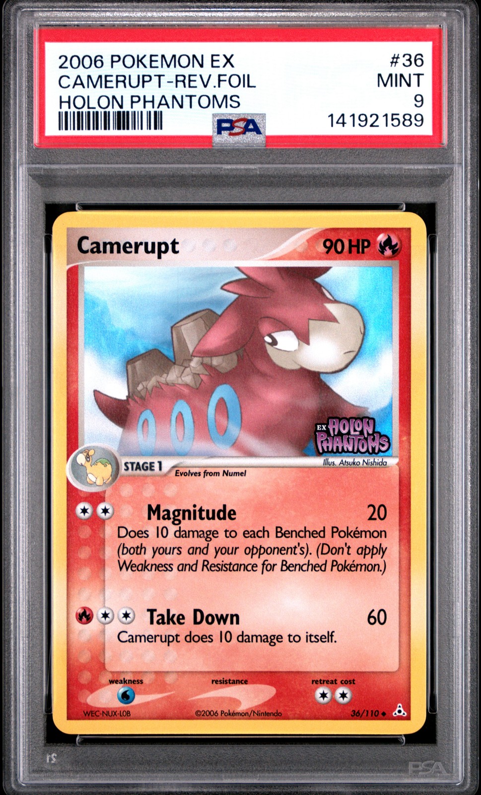 2006 POKEMON EX HOLON PHANTOMS #36 CAMERUPT-REVERSE FOIL PSA 9