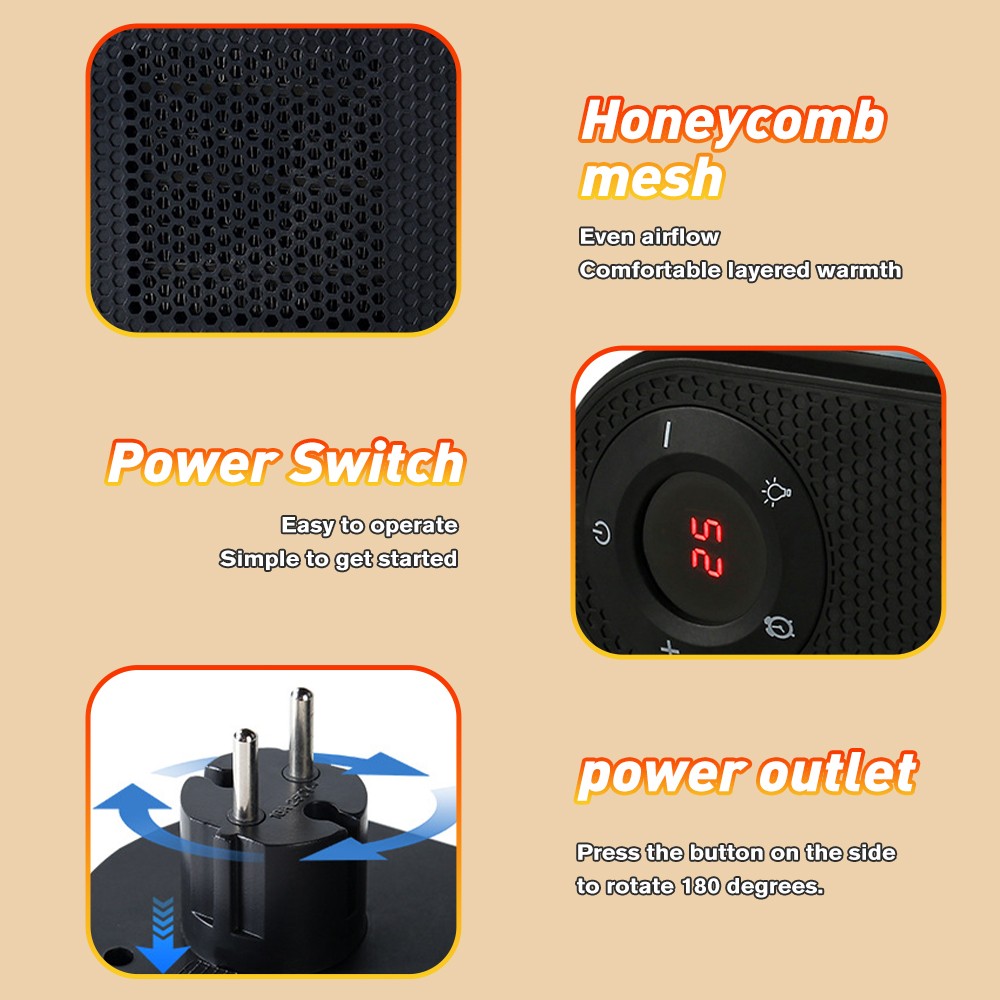 Electric Portable Plug in Space Heater 1000W Small Ceramic Air Fan Low Energy US