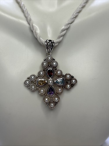Pearl and Gemstone Pendant Necklace/Ross Simons - Picture 2 of 10