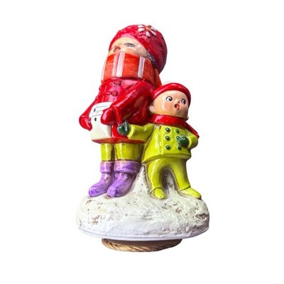 Vintage Japan Christmas Carolers Music Box Silent Night Ceramic Figurine 9 