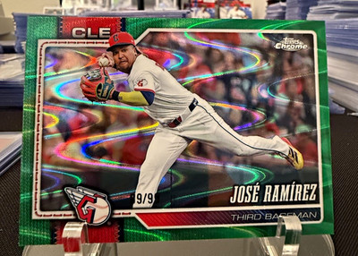 2026 Topps Chrome Jose Ramirez #127 Green Ray Wave Refractor 09/99 CLE Guardians
