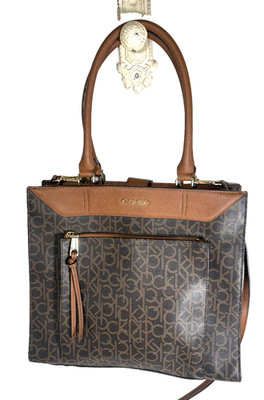 Calvin Klein Brown Satchel Shoulder Bag Handbag tote DESIGNER BAG