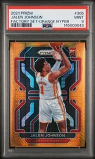 2021 PANINI PRIZM FACTORY SET ORANGE HYPER #305 JALEN JOHNSON PSA 9
