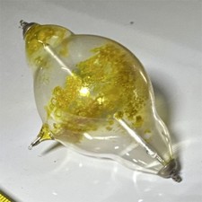 Gold Clear Glass Christmas Ornament Irregular Abstract Hanging Decorative 4in