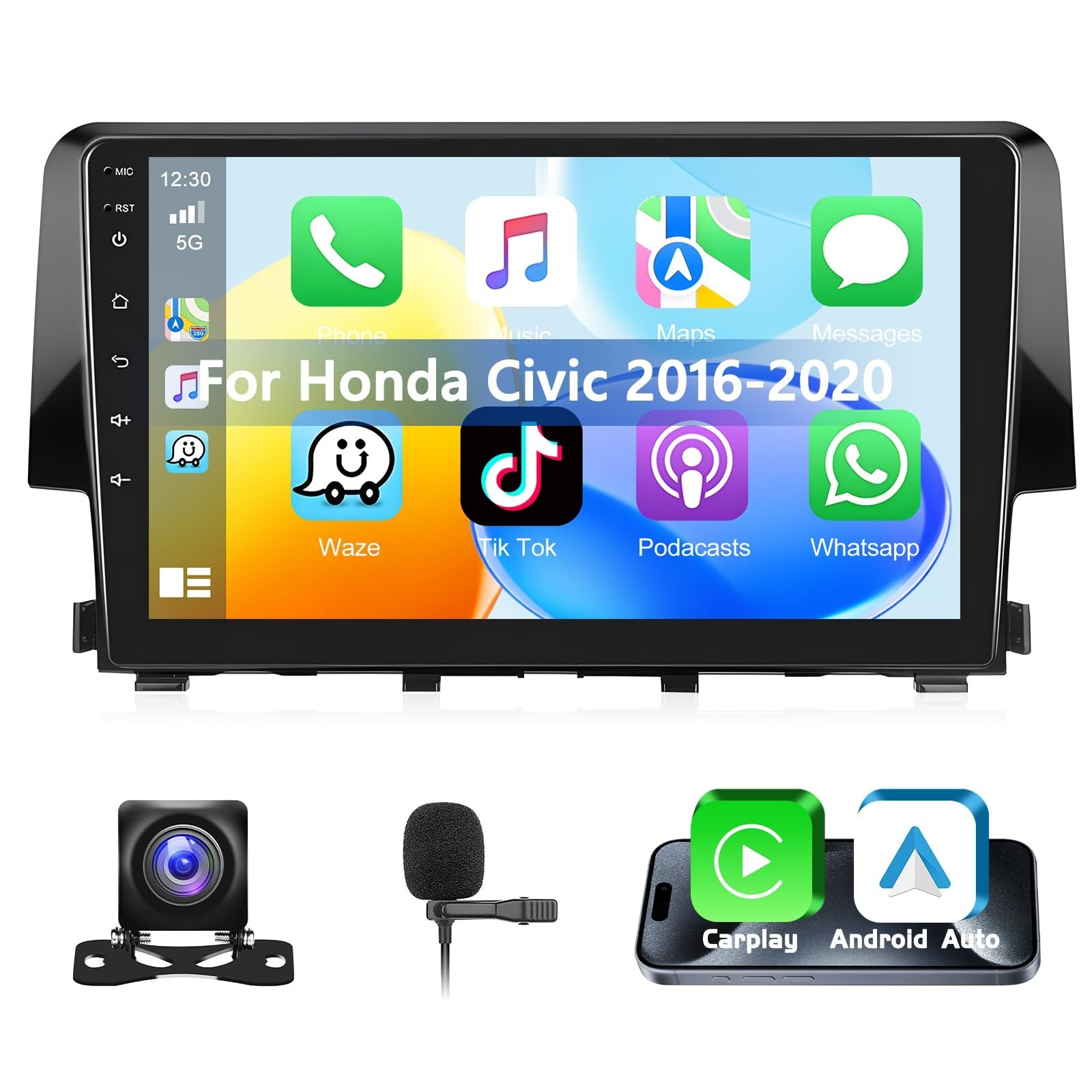9" Car Stereo for Honda Civic 2016 2017 2018 2019 2020 2021 Android Radio wit...