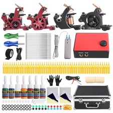 Solong Tattoo Kit 4 Guns 54 Inks Power Supply Foot Pedal
