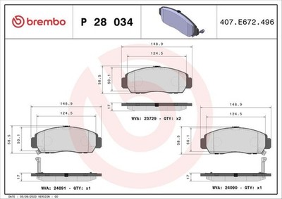 Brembo P28034 Front Brake Pad Set Fits Nissan Acura Byd Ciimo Gmc Honda Proton