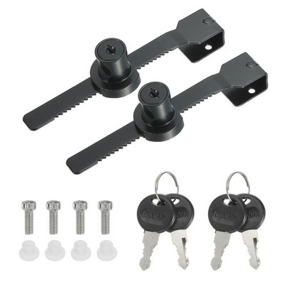 Sliding window lock, 2 pieces with equal keys, black, no drill