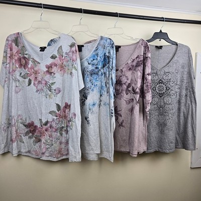 Lot of 4 Leebe 5X Shirt Top Bundle T-shirt Plus Size Fashion 5x Boho Floral