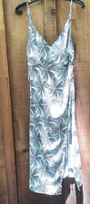 Urban Outfitters Dress Medium Satin Black Whote Midi Strappy Side Cinch Summer
