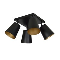 Spot Strahler Schwarz Gold Metall Eckig Retro Verstellbar E27 Lampe Decke Flur