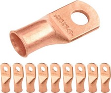 10pcs 1/0 AWG 5/16 Stud Battery Lugs Heavy Duty Ring Terminals UL Bare Copper 0