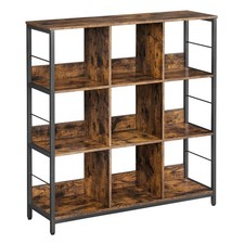 VASAGLE Industrial Bookshelf, Bookcase, 9-Cube Storage Organizer, Open Display