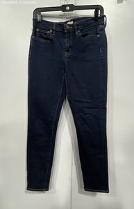 J.Crew Womens Blue Cotton Blend Dark Wash Stretch Denim Skinny Jeans Size 27/28