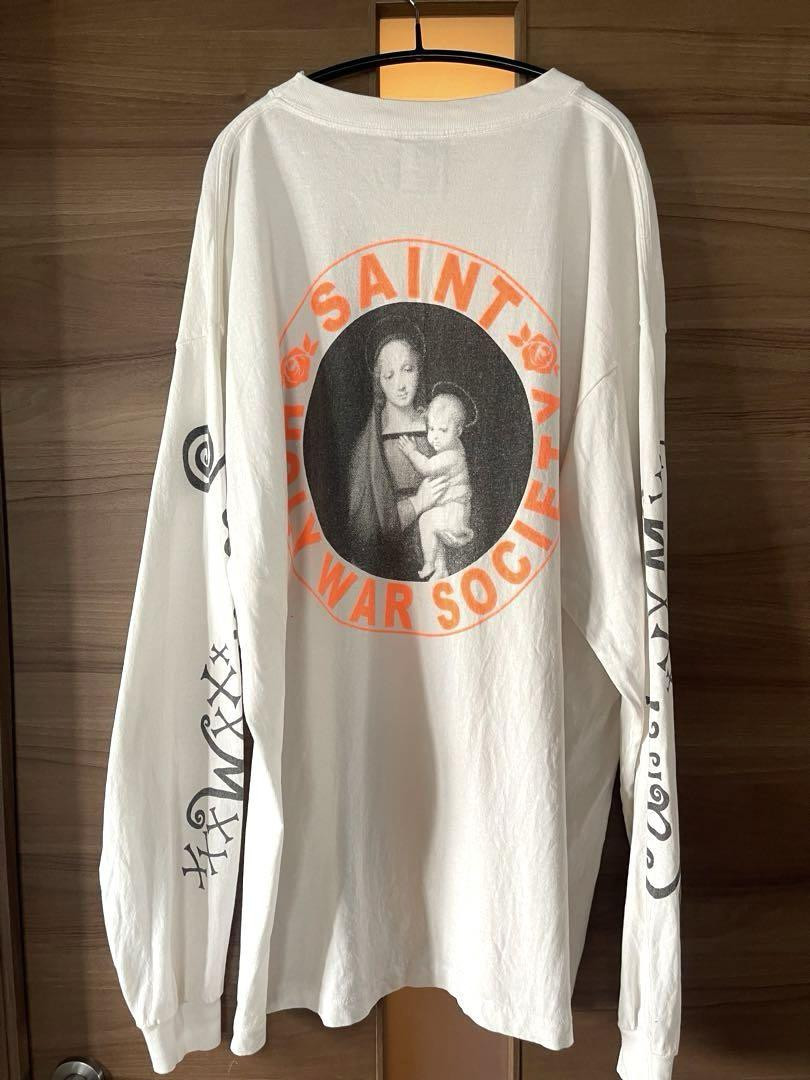 Saint Michael Pink Heart Long Sleeve Tee L White Used Saint Michael Pink Heart Long Sleeve Tee L White Used