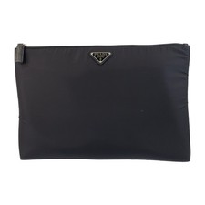 Prada Nylon Tessuto Logo Clutch Bag Men Black One Size