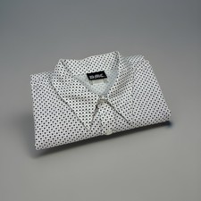Vintage 90s DMC Shirt XL USA Made White Micro Star Dot Print Cotton