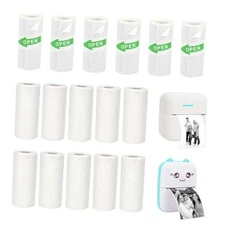 16 Rolls Mini Thermal Printer Paper, Including 6 Sticker Paper & 10 Plain 