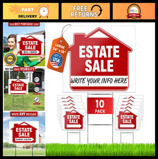 Premium Estate Sale Signs 10 Pack - Large 24"x18" Double-Sided with Heavy Duty S