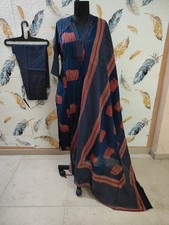 Women Pure Cotton V-Neck Kurta With Palazzos And Dupatta Set Elephant Printed