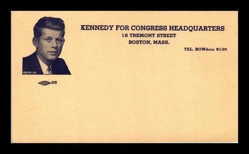 US POSTAL CARD KENNEDY FOR CONGRESS HEADQUARTERS BOSTON MASSACHUSETTS UNUSED