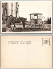 RPPC Horse Drawn US Mail Wagon Photo Postcard