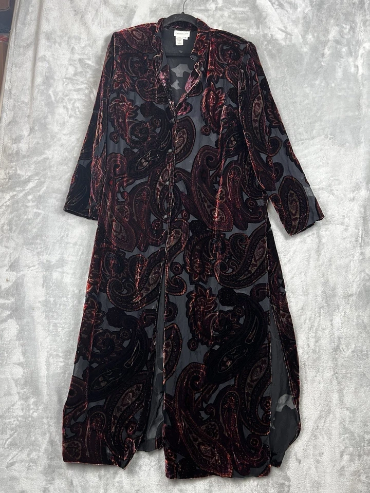 Coldwater Creek 女式 Burnout 天鹅绒掸子纽扣 L Pasley 异想天开的哥特式女巫 — 第 2/4 张图片