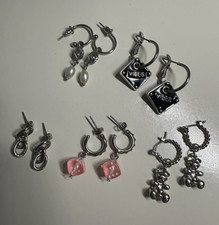 Creolen-Ohrringe Set mehrere Paare Silber, Pe...