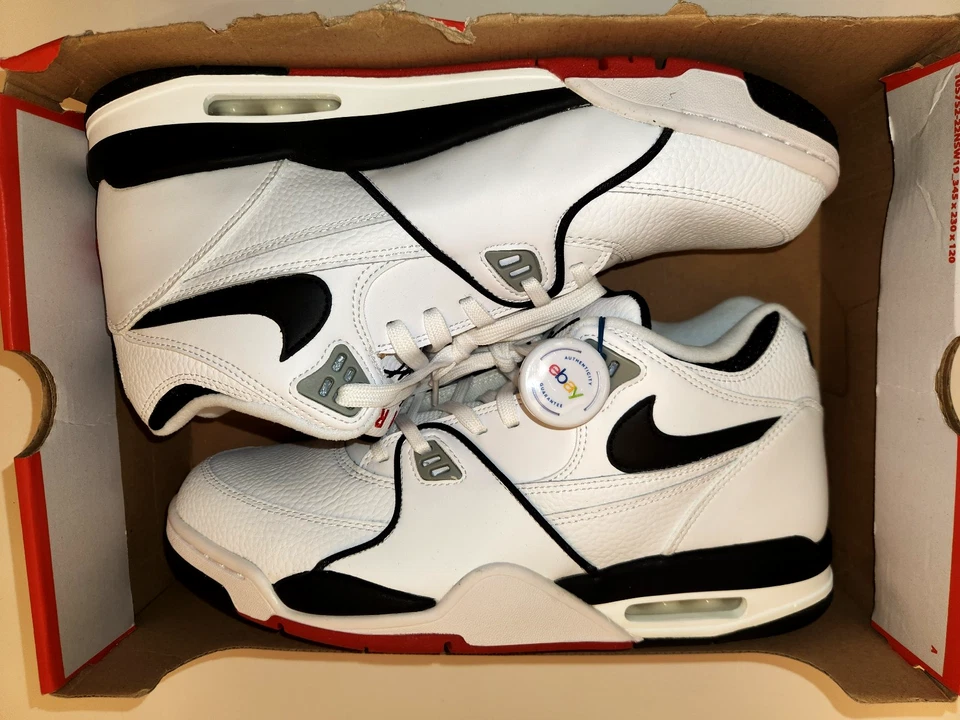 Men's Nike Air Flight 89 White Black LT Smoke Grey Red Size 12  DB5918-100 - Image 3 of 4