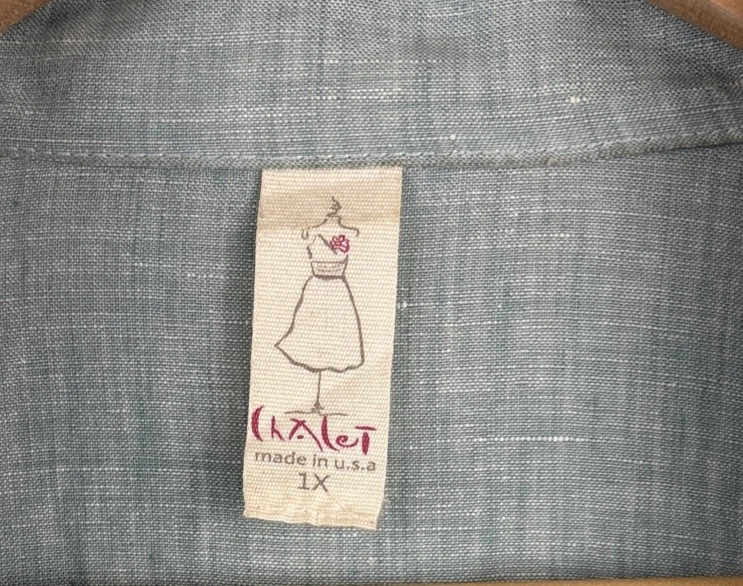 Chaqueta Blazer Chalet Vintage Lino Drapeada Cascada Abierta Mujer 1X Arte para Usar Foto 3 de 4