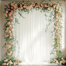10x8FT Ivory Backdrop Curtains Parties Polyester Photo Drapes 5x8FT 2 Panels