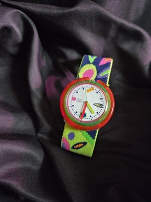 Vintage Pop Swatch Micro Garden 1992 Vintage Wristwatch New Swiss Battery PWJ103