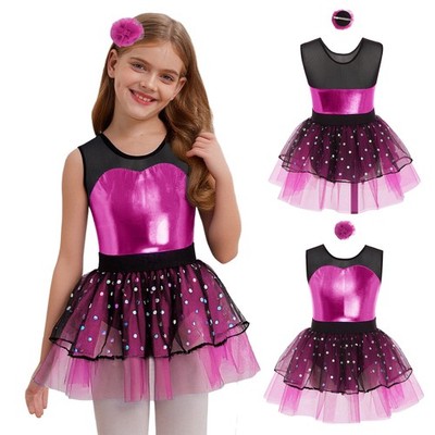 iEFiEL Mädchen Ballettkleid Tutu Ballerina Körper Klassische Moderne Tanz Kostüm
