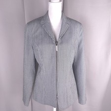 Vtg Puppytooth Plaid Zip Up Blazer Jacket Womens 4 S Made in USA 90s Grunge