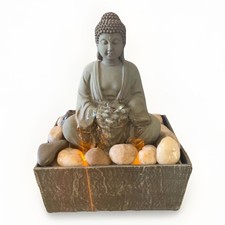 Meditating Buddha LED Flowing Water Fountain Statue Home Decor