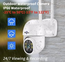 Hiseeu Security Camera Outdoor 3MP PTZ Digital Zoom Wifi Security Camera 360°